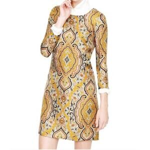 J.Crew Collection Jules Silk Fall Dress Italian Paisley Shift Size 4